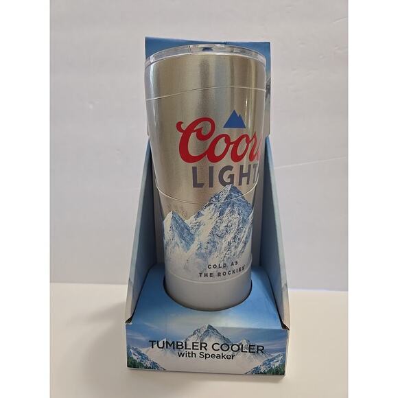 Coors Light Stainless Steel Tumbler Cooler w/ Speaker Grey NIB - Picture 1 of 16